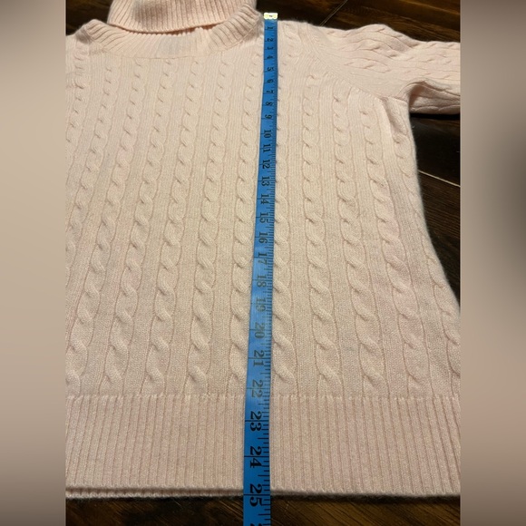 Lands End 100% Cashmere Turtleneck Cable Knit Sweater Womens Plus 2X Luxury Pink - Picture 8 of 11